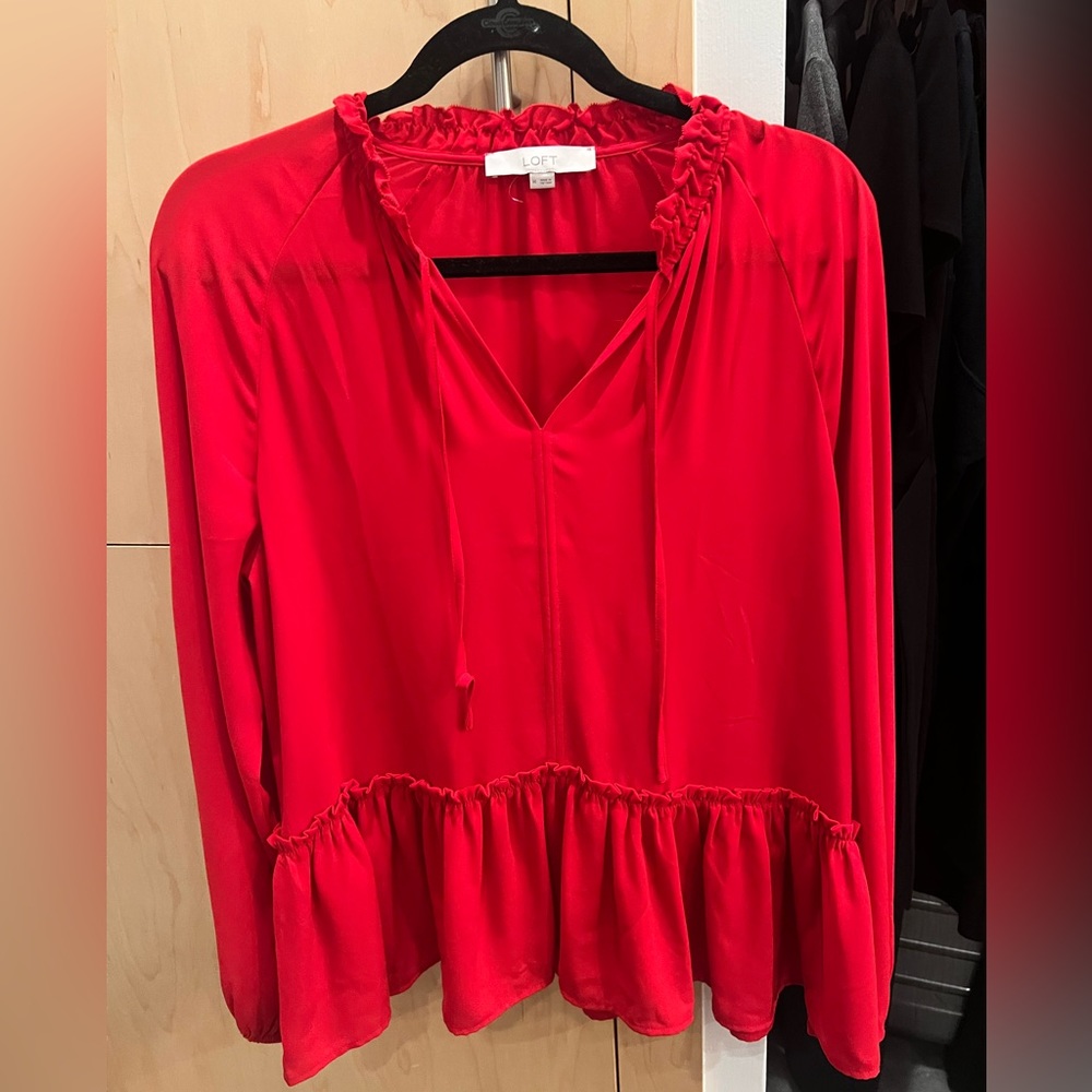 Loft Long Sleeve Tie-Neck Blouse